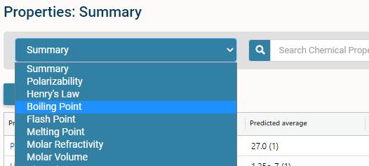 Physchem Properties Dropdown