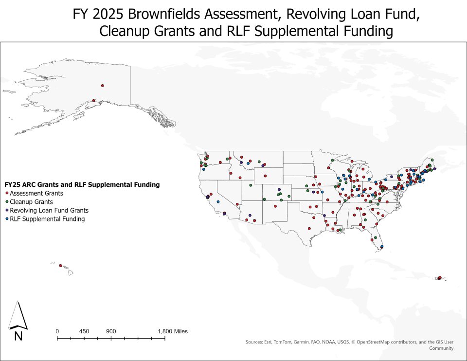 Map of FY 25 ARC Grants and RLF Supplemental Funding