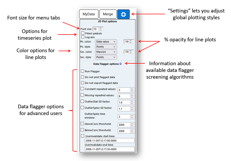 Retigo settings menu