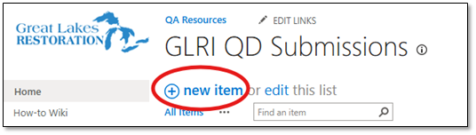 Great Lakes Restoration Initiative "new item" located towards the top of the screen