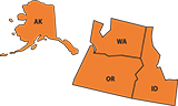 Map of EPA Region 10, which includes Alaska, Washington, Oregon and Idaho.