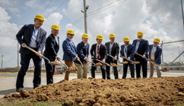 Stakeholders break ground as part of the lease announcement at the Paducah Gaseous Diffusion Plant site on August 5, 2025