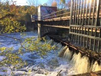 The Tileston and Hollingsworth Dam at the Lower Neponset River Superfund site.