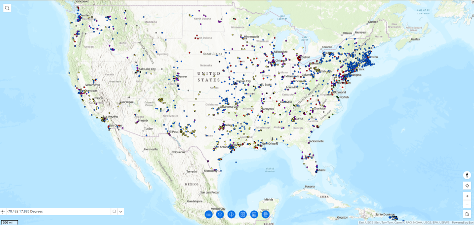 Map with plots of enforcement case locations