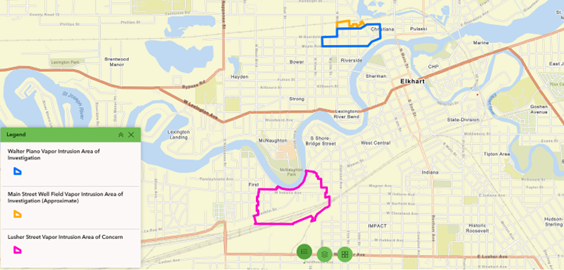 Vapor from contaminated groundwater moves into buildings through cracks and openings. EPA sets these boundaries conservatively based on data of how groundwater moves. 