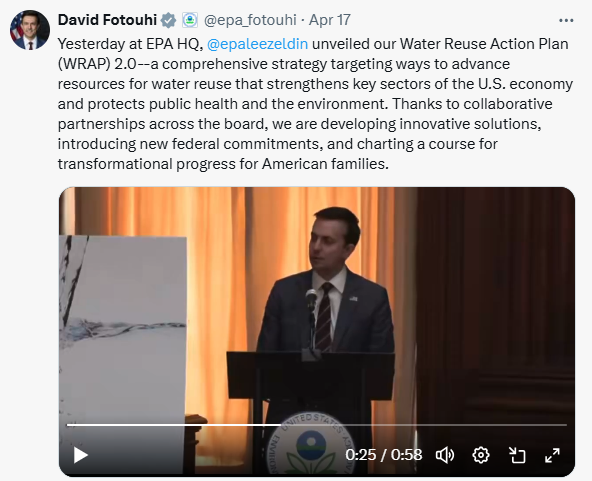 Deputy Administrator Fotouhi X post highlighting the WRAP 2.0 announcement