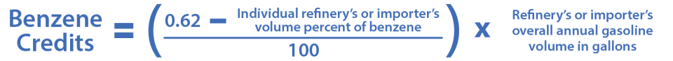 Benzene credit calculation formula