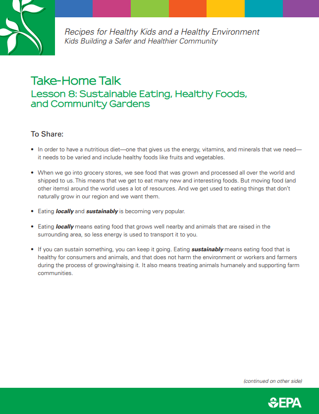Lesson 8 Take Home Talk