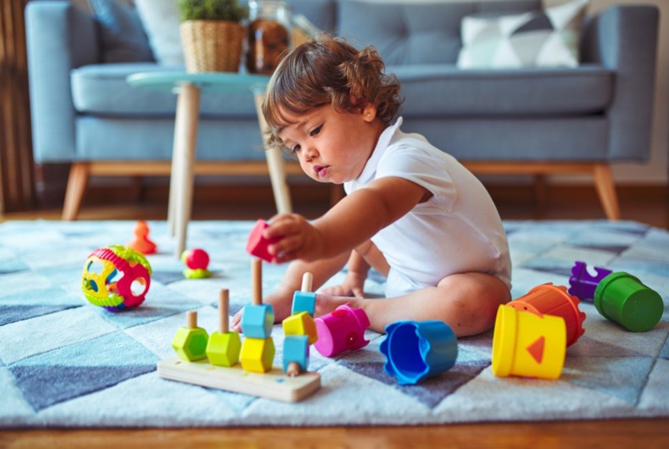 Child playing with blocks