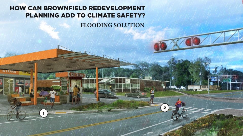 Image showing drainage and pervious surface for walking as flooding solution.