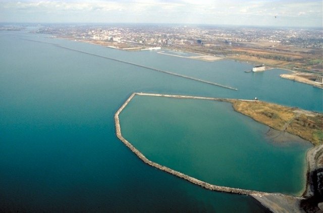 A confined disposal facility on the Buffalo River in Buffalo, New York.