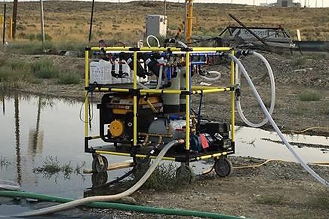 Water on Wheels (WOW) cart, used as a mobile water treatment system