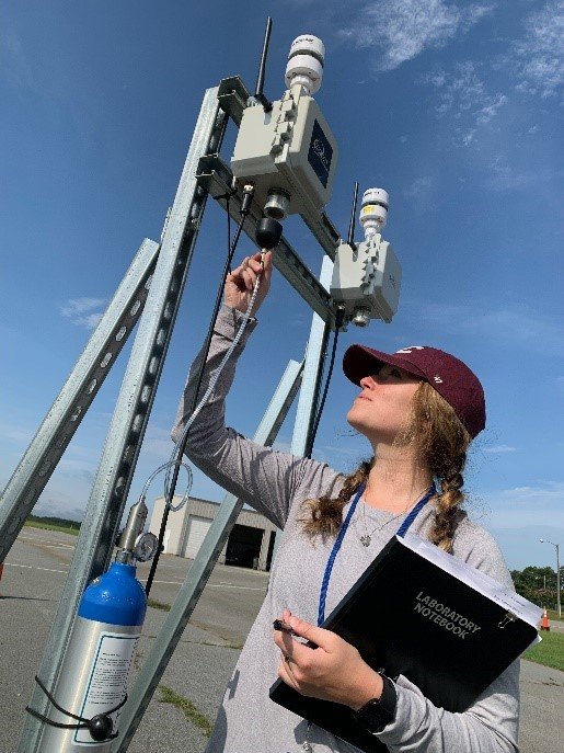 A researcher checks the SPOD sensor