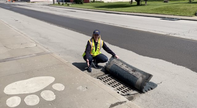 Dust Mat covering a storm drain in East Palestine