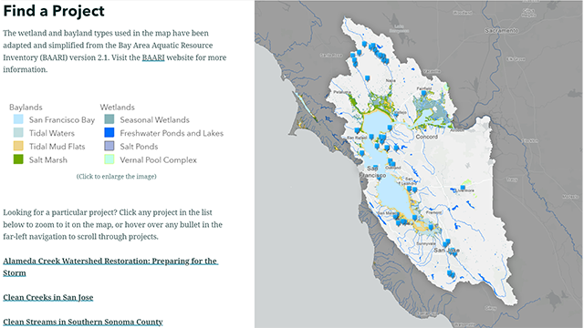 Screen capture of the SFBWQIF Story Map