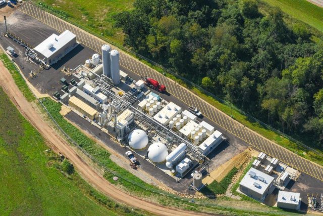 Aerial view of RNG facility at Rodefeld Landfill in Madison, Wisconsin.