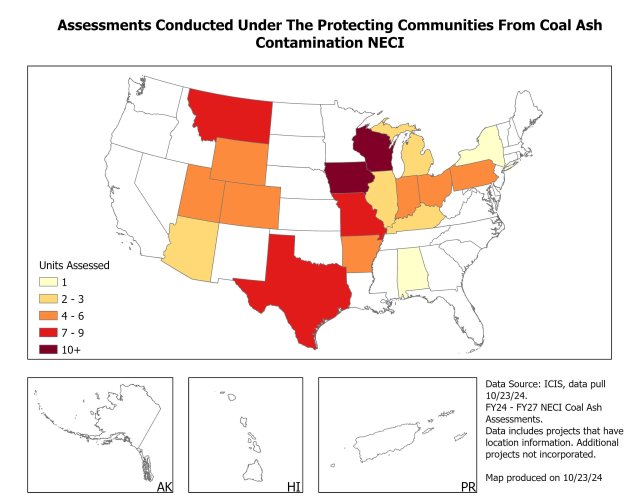 Assessments conducted under the Protecting Communities From Coal Ash Contamination NECI