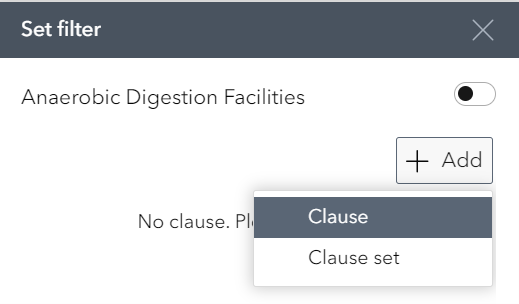 This shows how to add a clause or clause set as a filter in the Excess Food Opportunities Map