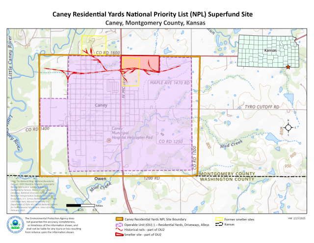 Site map of Caney Residential Yards NPL Superfund Site