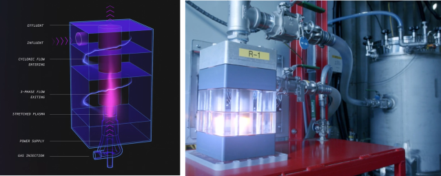 Digital model of Onvector's design on the left, with the physical representation on the right