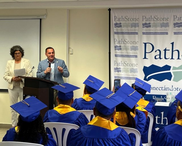 EPA Region 2 Administrator Michael Martucci presenting at the Pathstone Corporation's Brownfields Job Training Program graduation ceremony.
