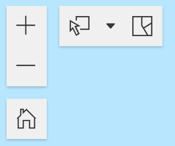 Quick actions buttons, including Zoom In, Zoom Out, Default Map View, Selection View, and Map View.
