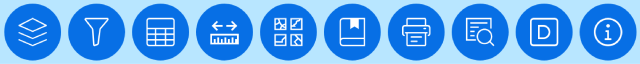 ArcGIS menu, showing the buttons for Layers and Legend, Filter, Table, Measure, Basemaps, Bookmarks, Print, Predefined Queries, Add Data, and About.