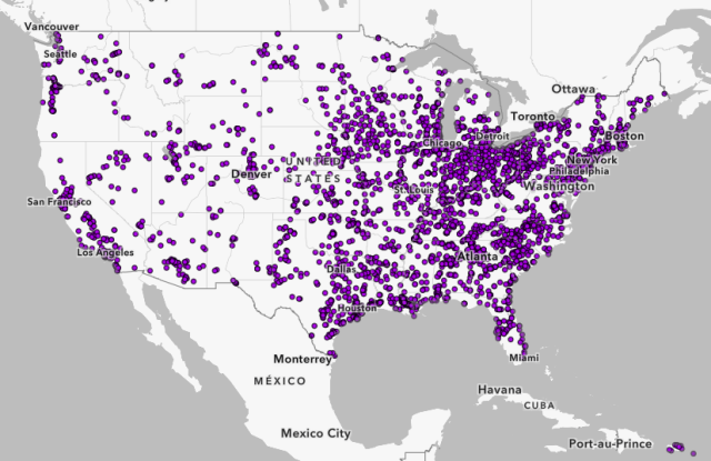 Map showing the locations of CDR sites from 2020 CDR National Review.
