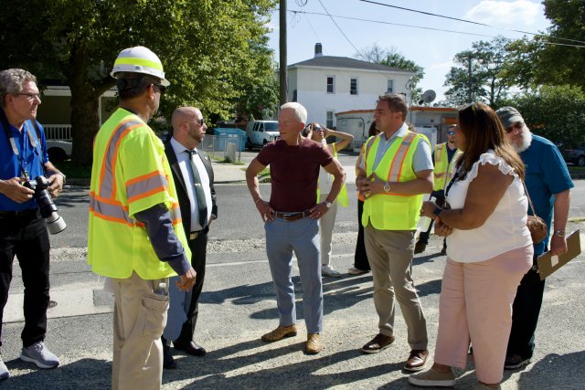 EPA Region 2 Administrator Michael Martucci standing with Representative Van Drew and Vineland officials.