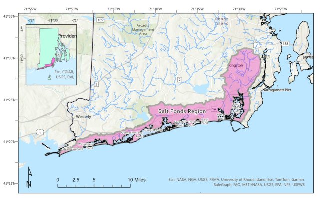 Map showing the Salt Ponds region in southern Rhode Island (Photo Credit: USGS)