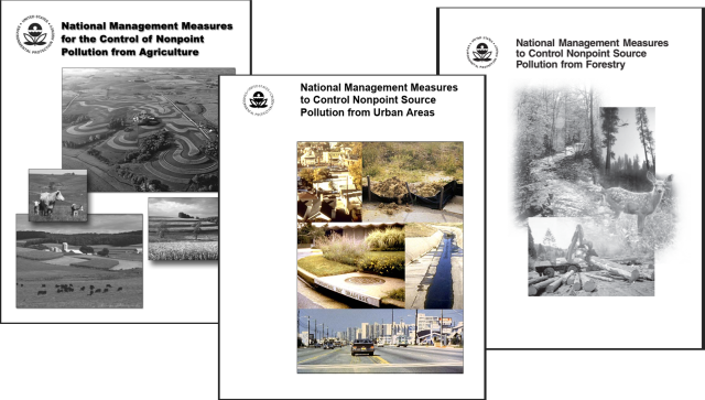Screenshots of the cover of 3 national management measure documents.