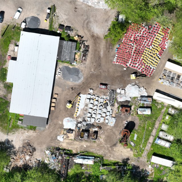 Aerial image showing EPA cleanup in progress, securing the site.