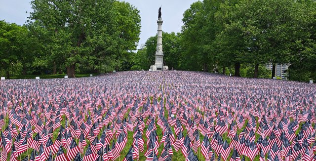View of Annual Memorial Day Flag Garden Site at Boston Common