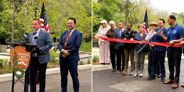 Regional Administrator Michael Martucci delivers remarks and joins a ribbon-cutting at Quarry Lawn Park with federal, state and local partners.