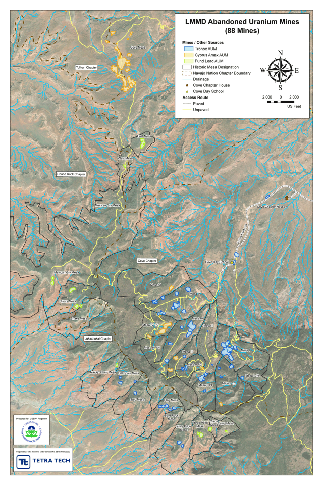 Map of LMMD Abandoned Uranium Mines (88 Mines)