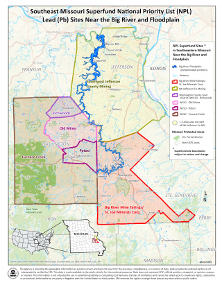 image of Big River floodplain FS SEMO NPL sites map