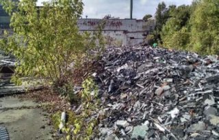 Pile of debris at Goodyear Tire and Rubber Co. site