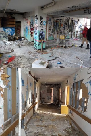 Room and hallway of abandoned Homestead Nursing Home