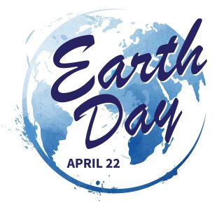 Earth with the words Earth Day April 22 in the forefront