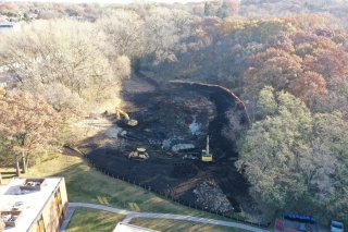 Off-site stormwater management construction in forest