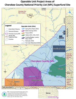 Cherokee County site map showing OU boundaries