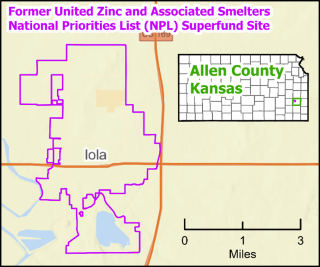 Former United Zinc & Associated Smelters NPL Superfund Site locator map