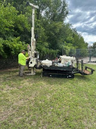 This photograph shows DPT use to collect groundwater samples at B-2