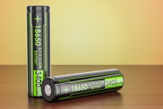 two 18650 tubelike-style lithium-ion batteries