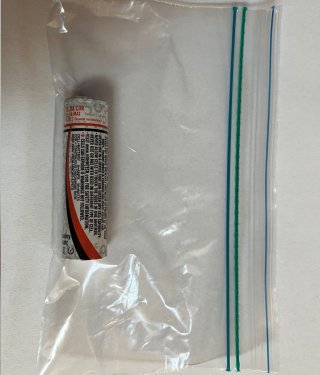 18650 style battery used in some electronic cigarettes in a plastic bag to show proper storage