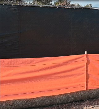 Protective fencing at a staging area.