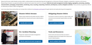 Screenshot of the Disaster Debris Homepage