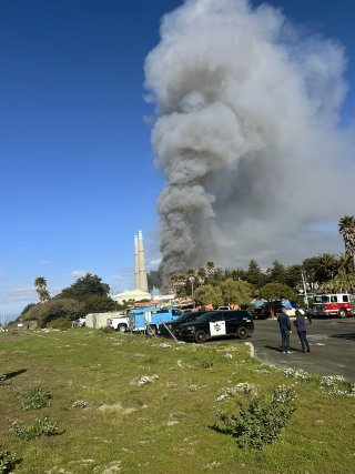 View of the fire from staging area.