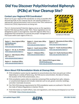 Flyer encouraging people to contact regional PCB coordinators with pertinent questions.