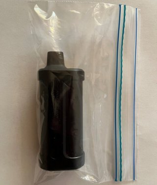 An e-cigarette sealed in an individual plastic bag